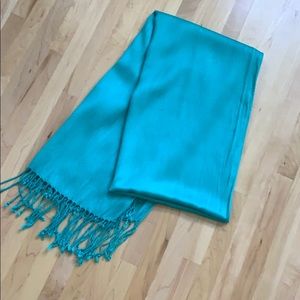 Teal scarf with tassels